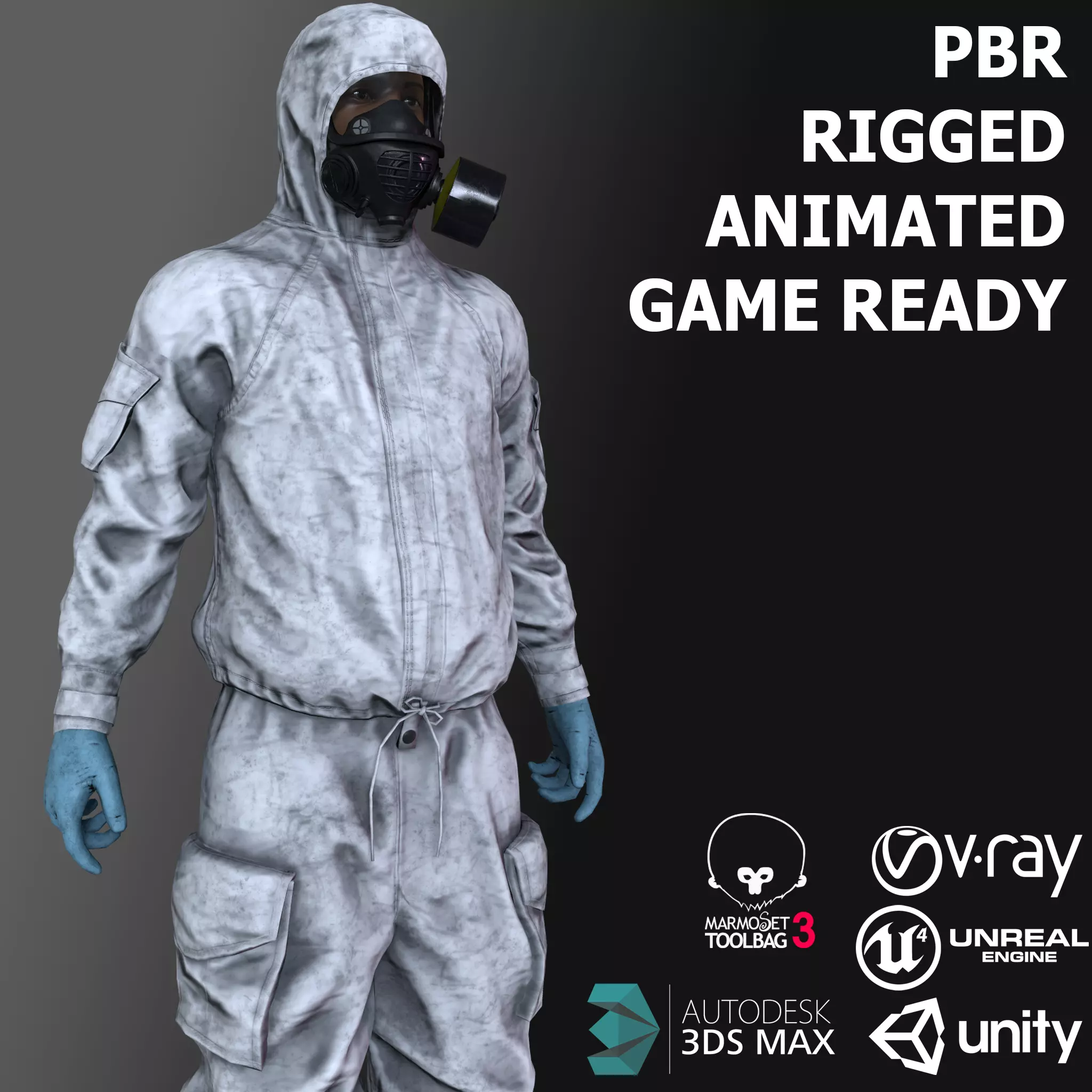 Hazmat Suit Low-poly 3D model_0