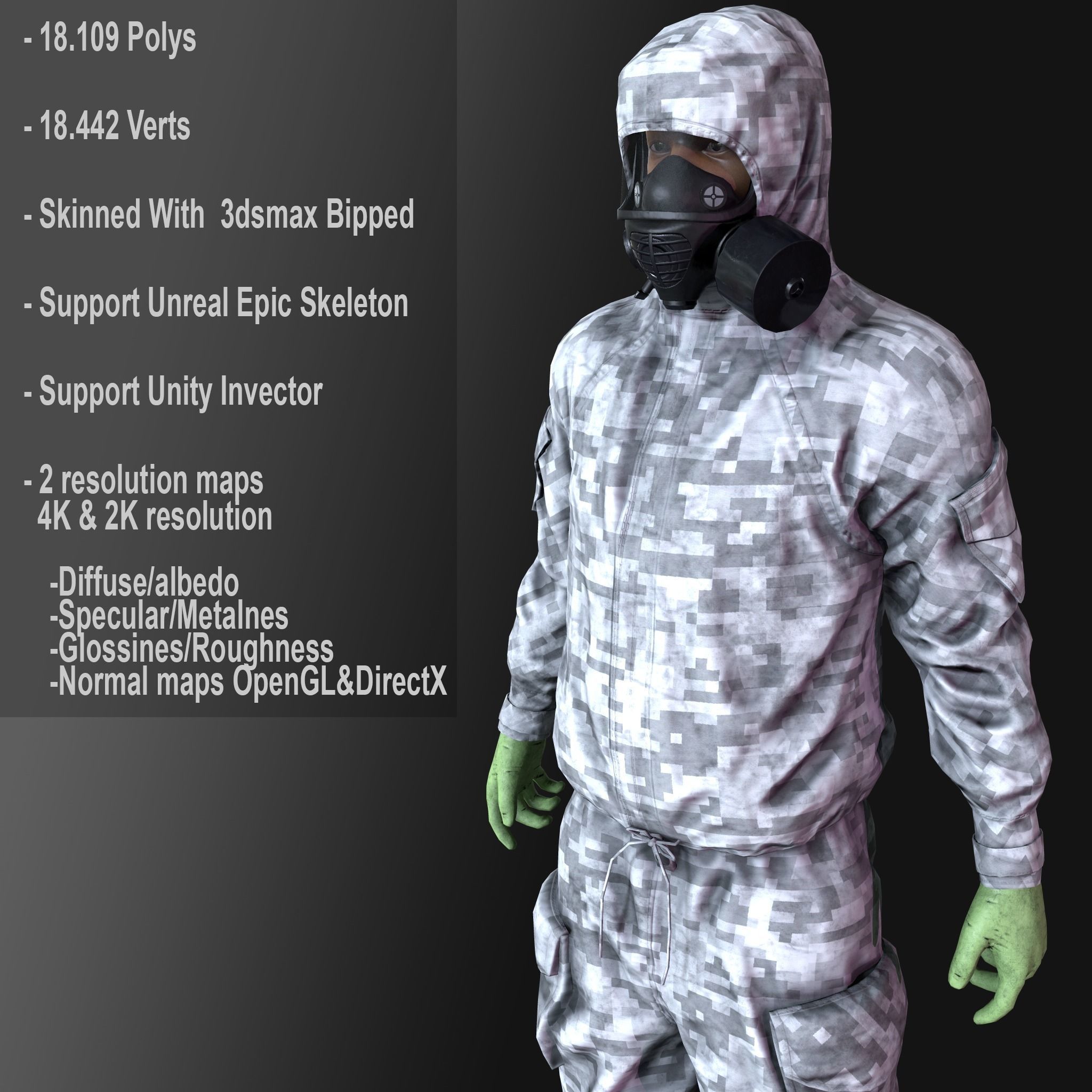 Hazmat Suit Low-poly 3D model_2