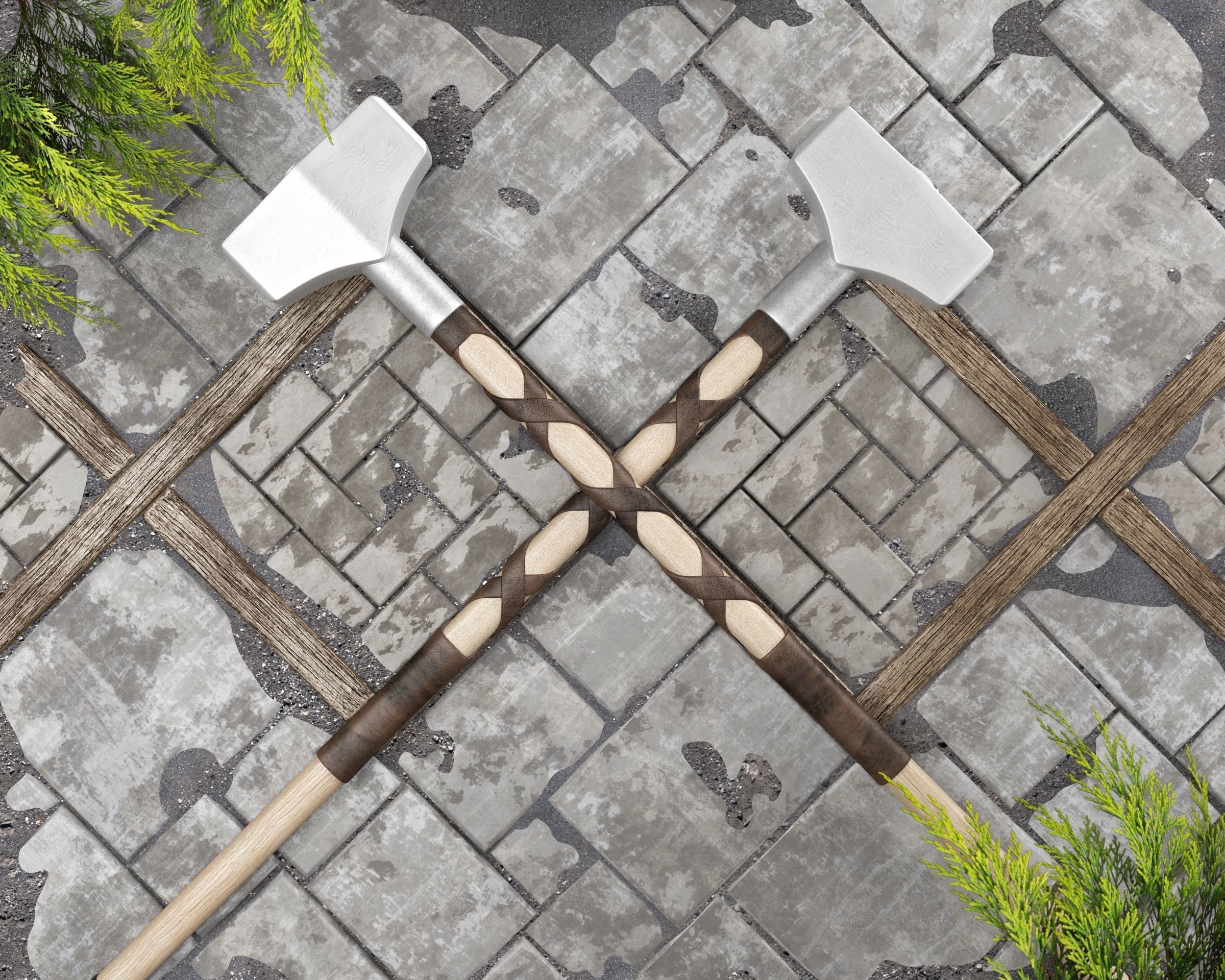 Ancient Viking Hammer Low-poly 3D model_18