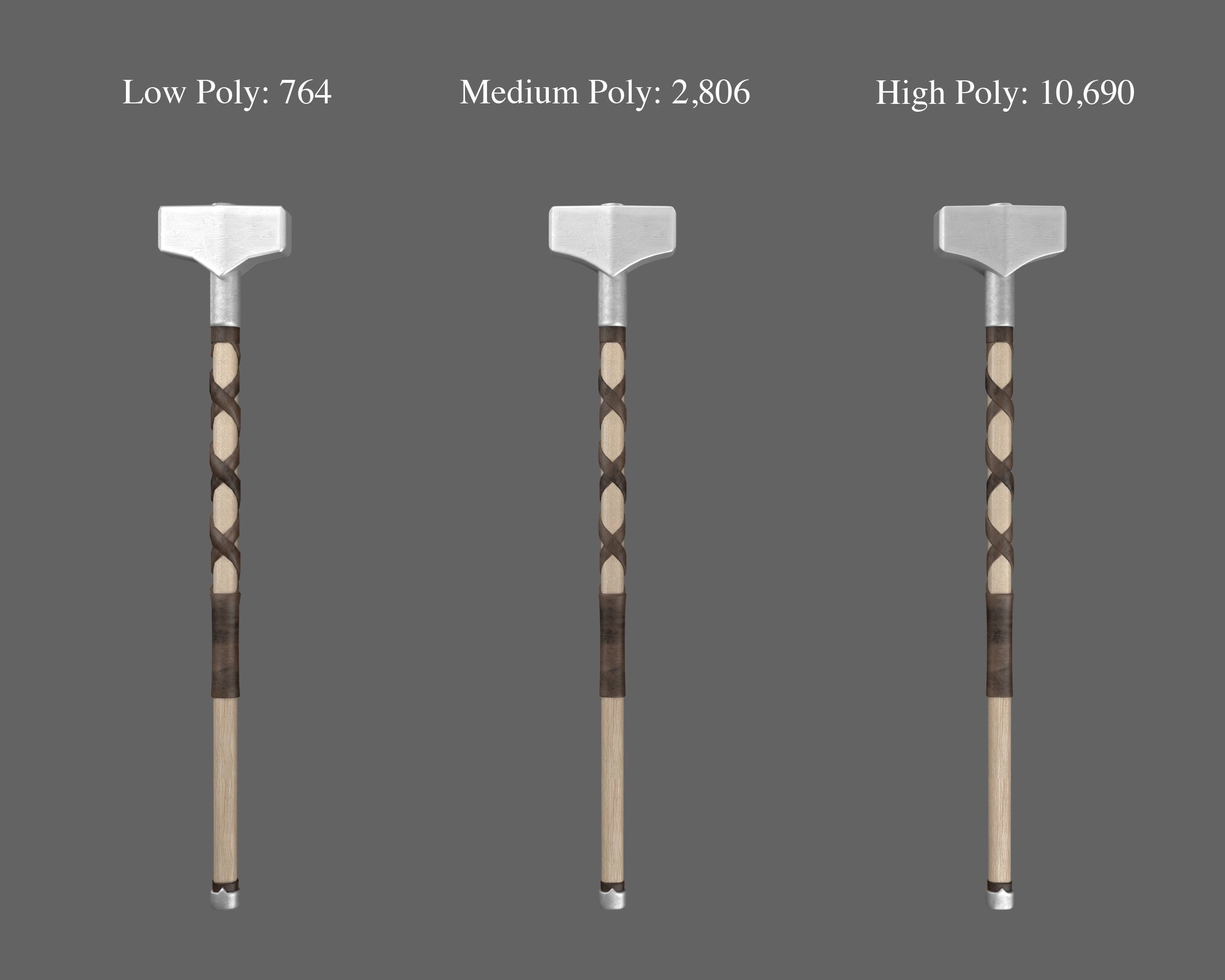 Ancient Viking Hammer Low-poly 3D model_2