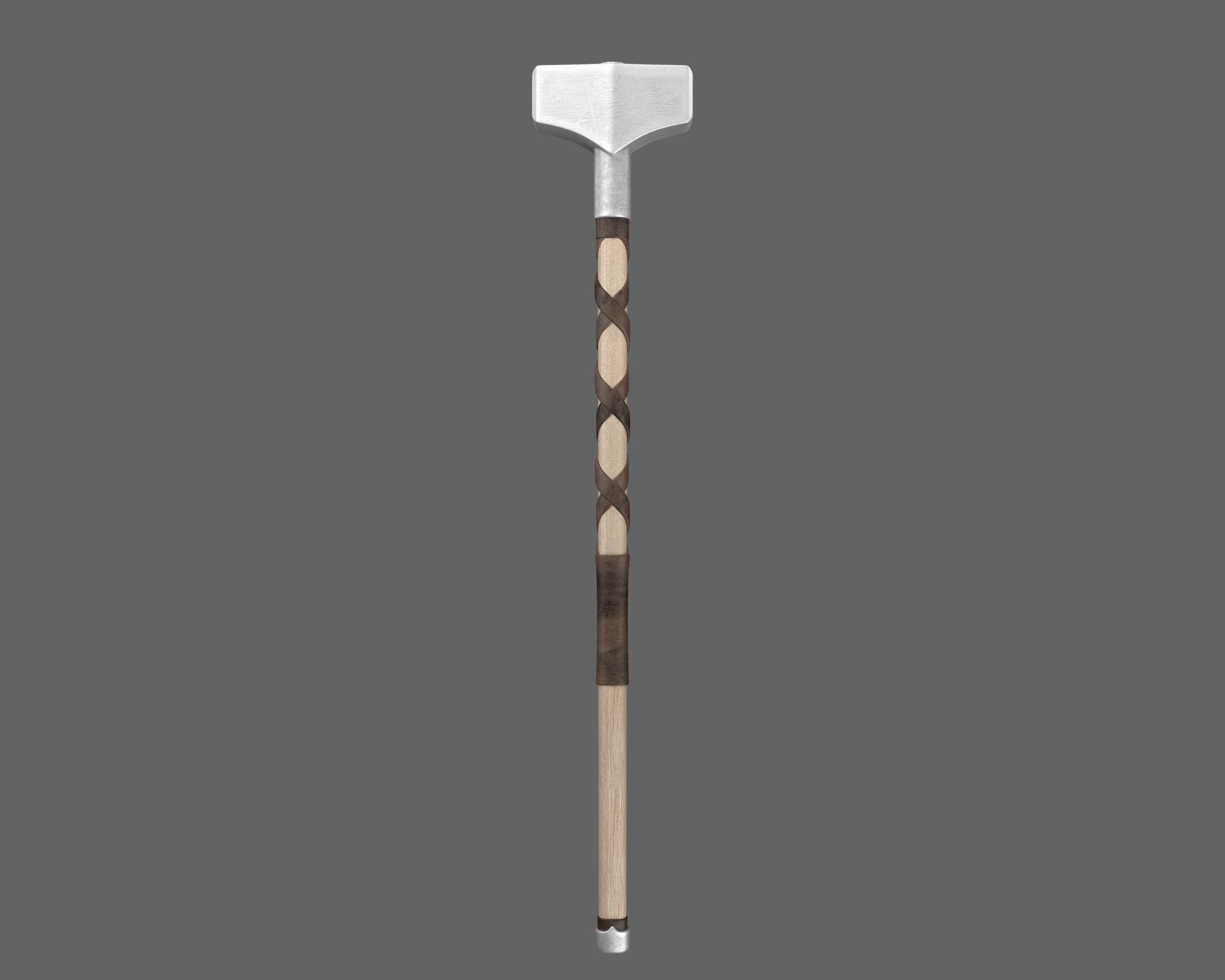 Ancient Viking Hammer Low-poly 3D model_5