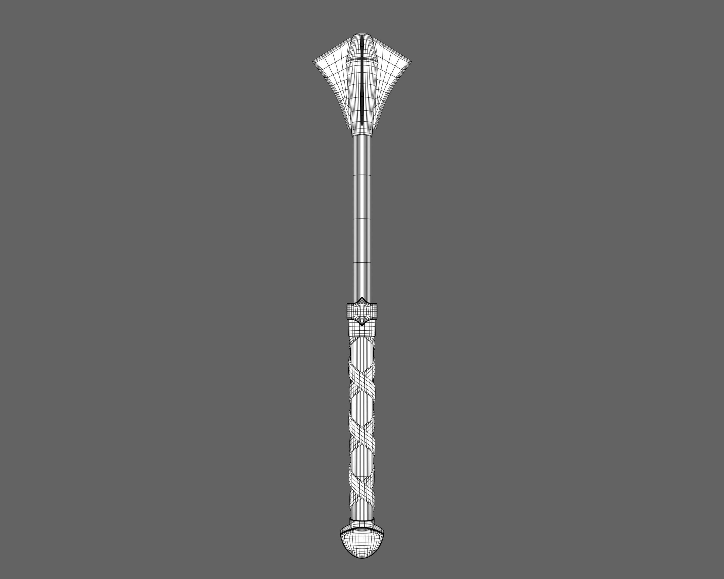 Ancient Viking Mace Low-poly 3D model_7