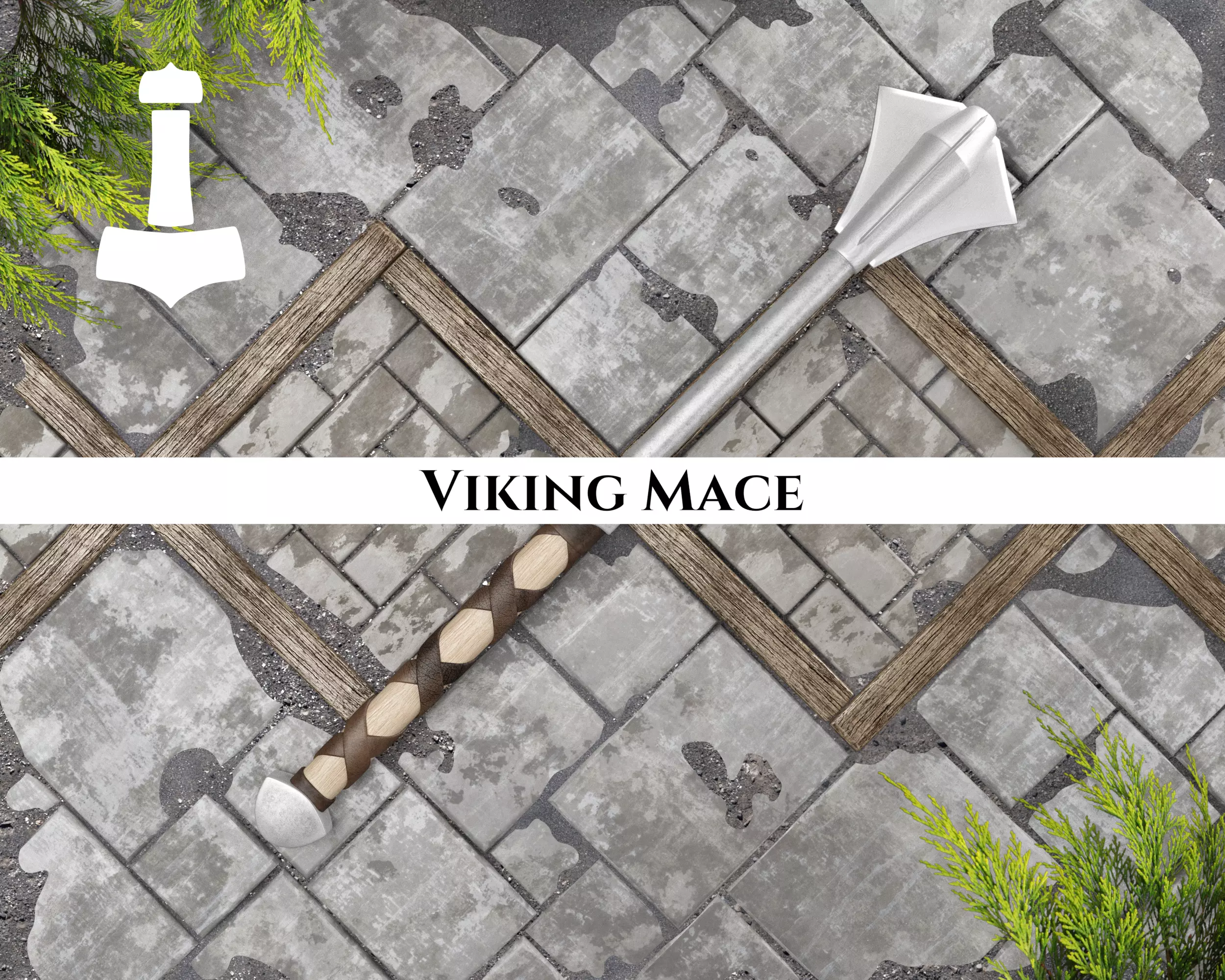 Ancient Viking Mace Low-poly 3D model_0