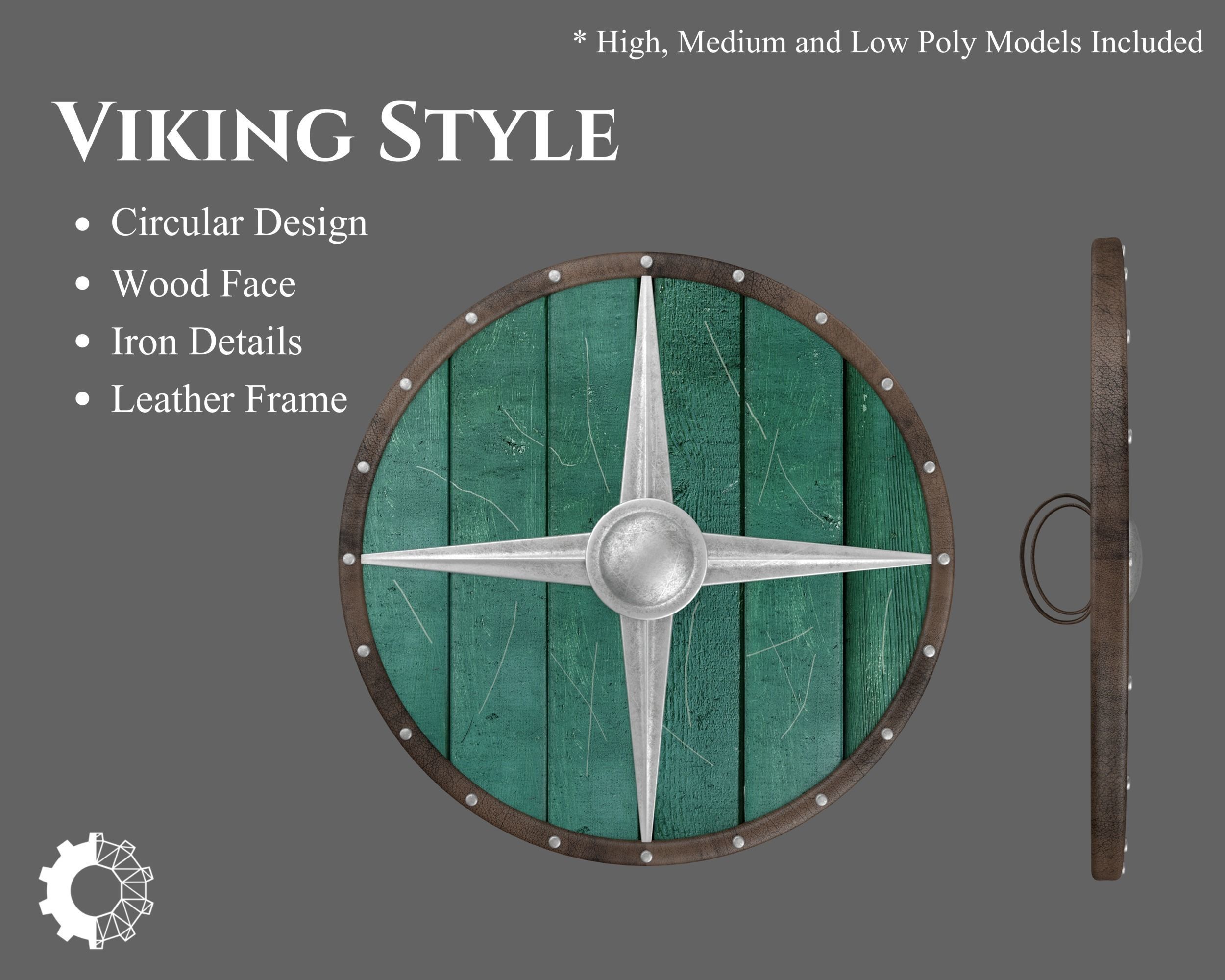 Ancient Viking Shield Low-poly 3D model_1
