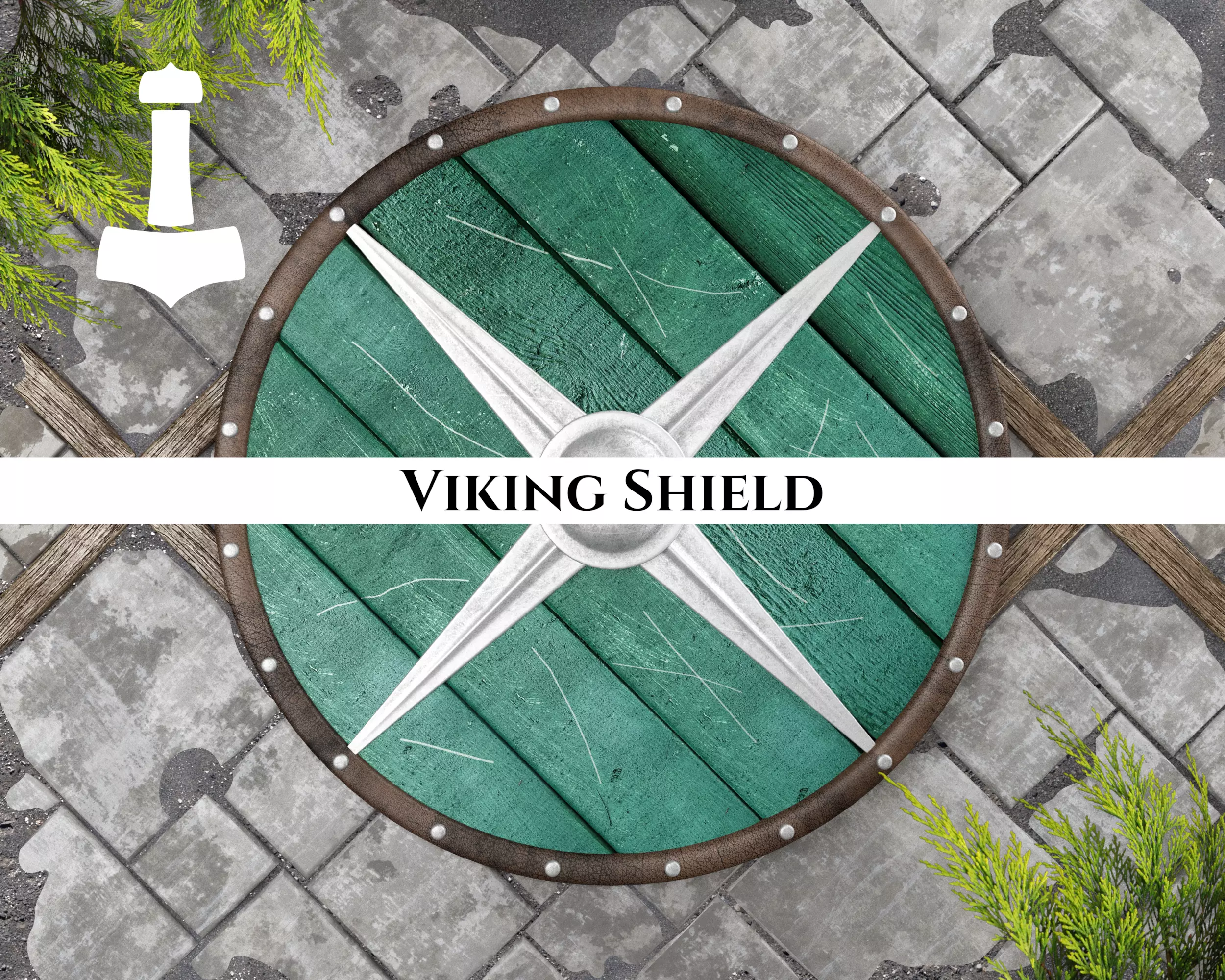 Ancient Viking Shield Low-poly 3D model_0