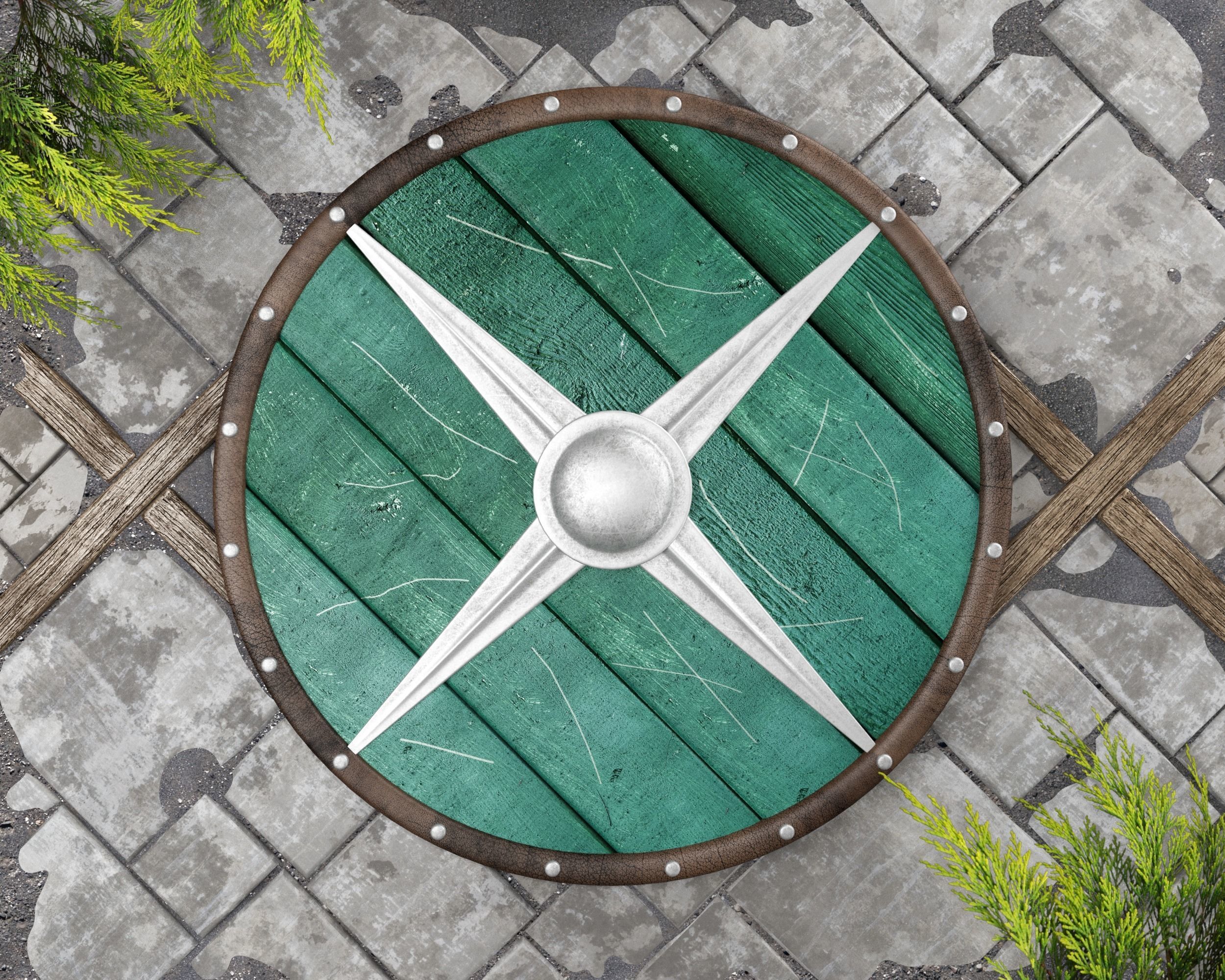 Ancient Viking Shield Low-poly 3D model_15