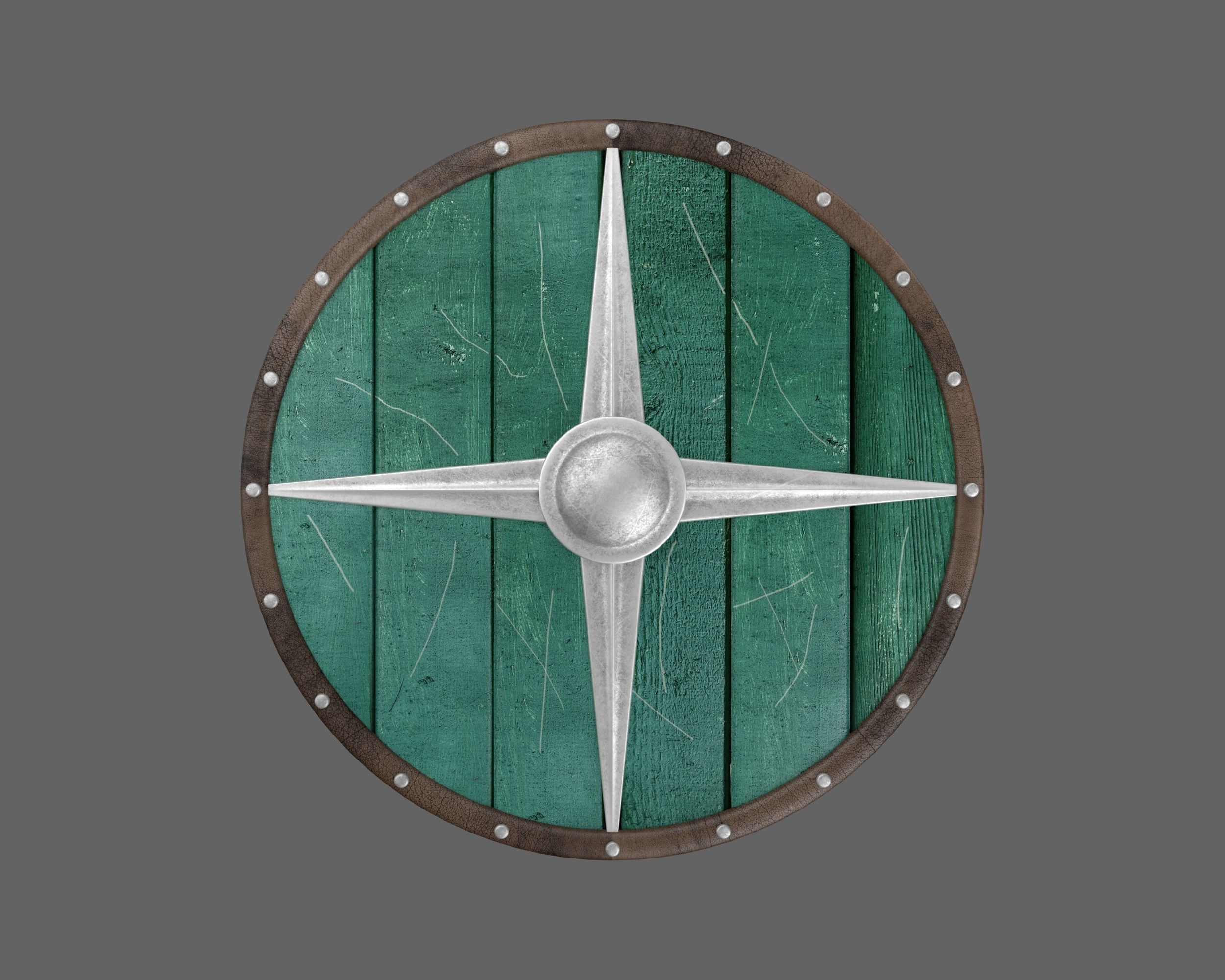 Ancient Viking Shield Low-poly 3D model_5