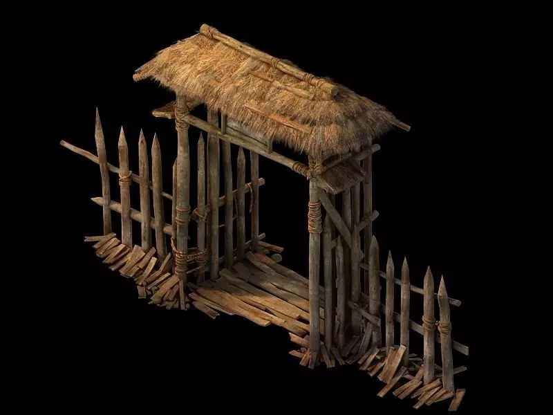 Desert Gobi - cottage side door 3D model_0