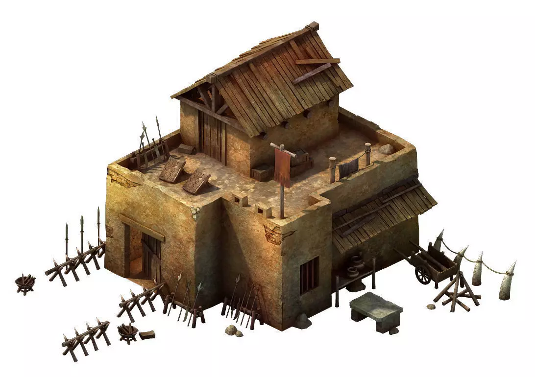 Desert Gobi - cottage weapons room 3D model_0