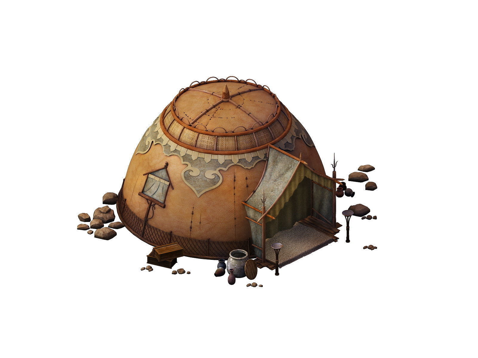 Desert Gobi - Dome Tent 02 3D model_3