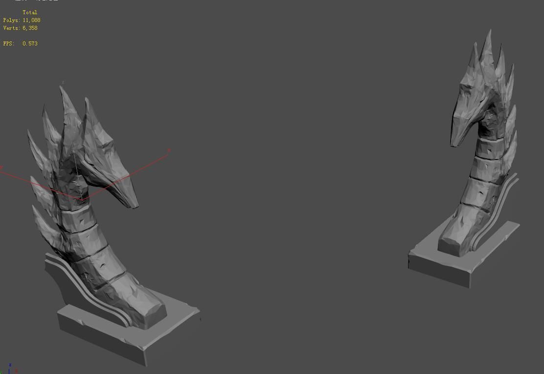 Desert - stone dragon guardian beast 02 3D model_1