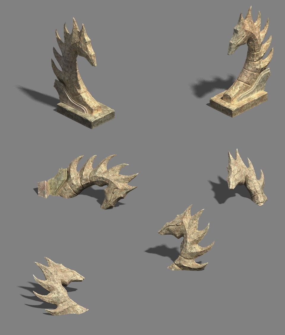 Desert - stone dragon guardian beast 02 3D model_3