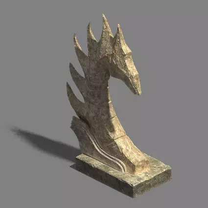 Desert - stone dragon guardian beast 02 3D model_0