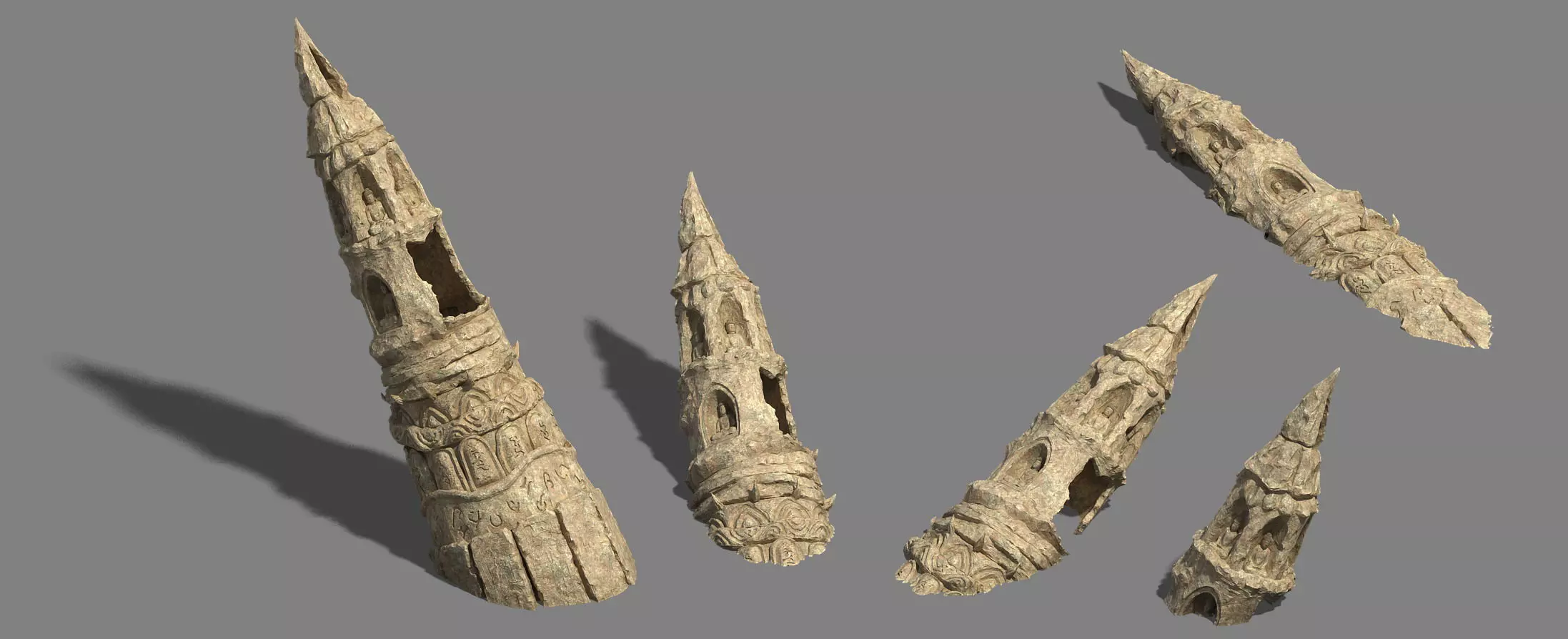 Desert - remains stone pagoda 3D model_0