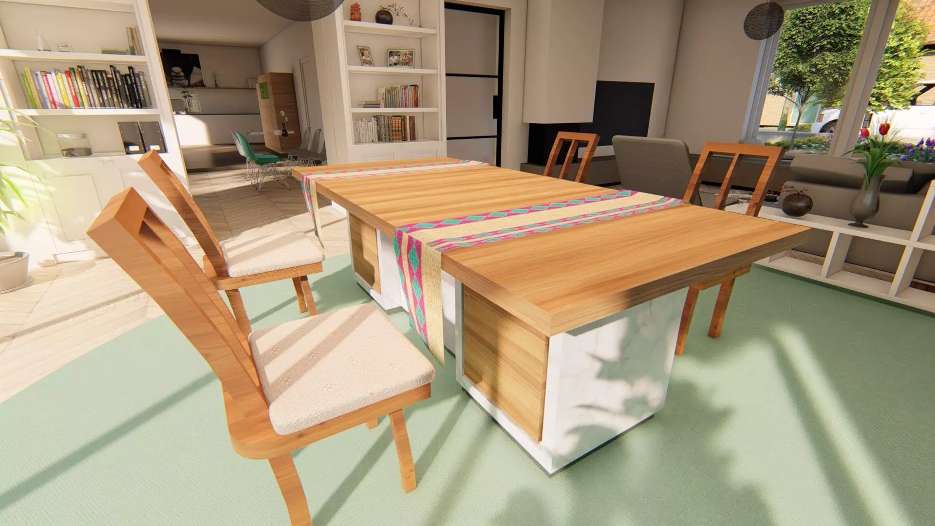 Table Set 3D Model living room with dining and chairs 3D model | CGTrader
