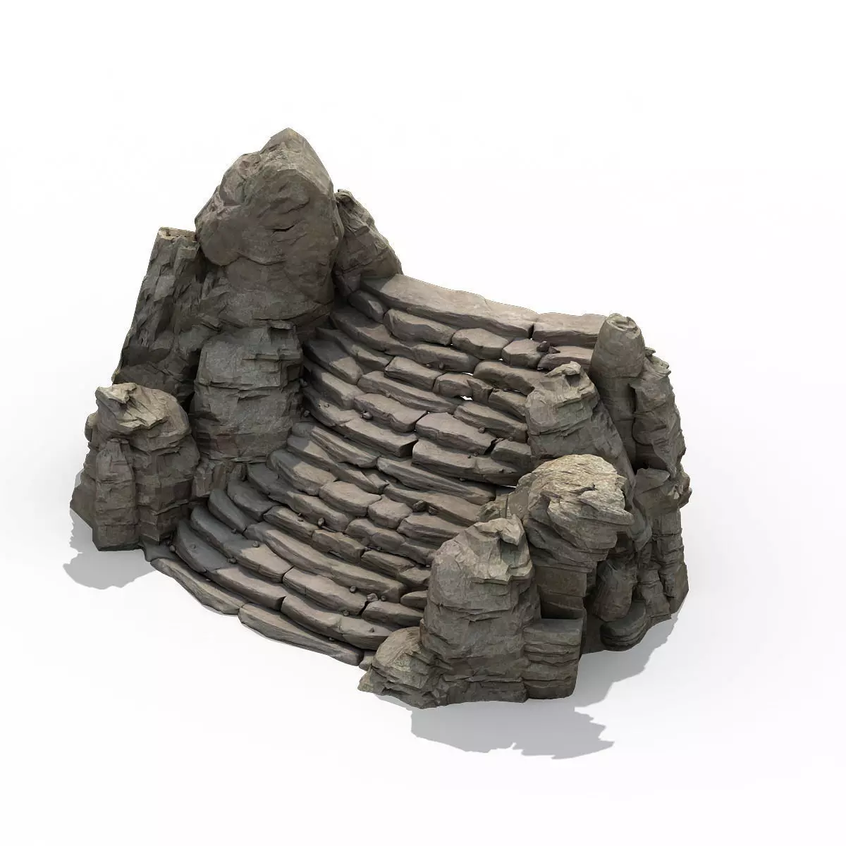 Mountain - terrain stone stairs 06 3D model_0