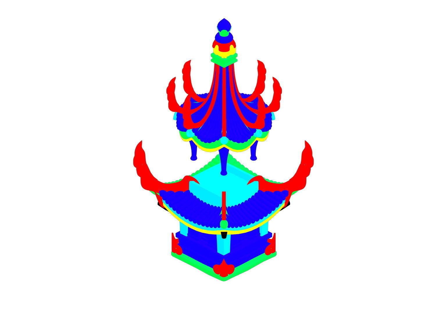 Game model - Ascension stage flying point 3D model_8