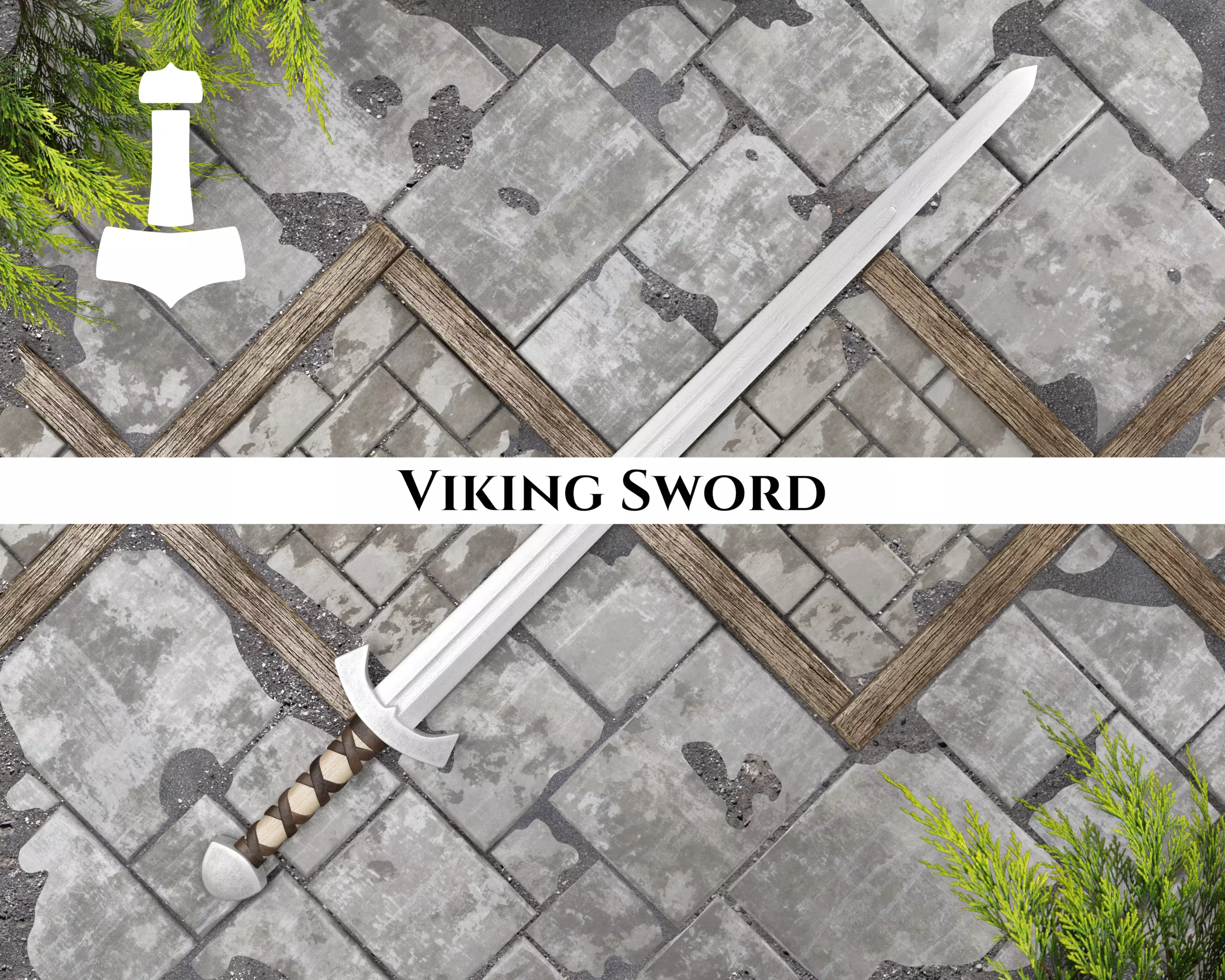 Ancient Viking Sword Low-poly 3D model_0