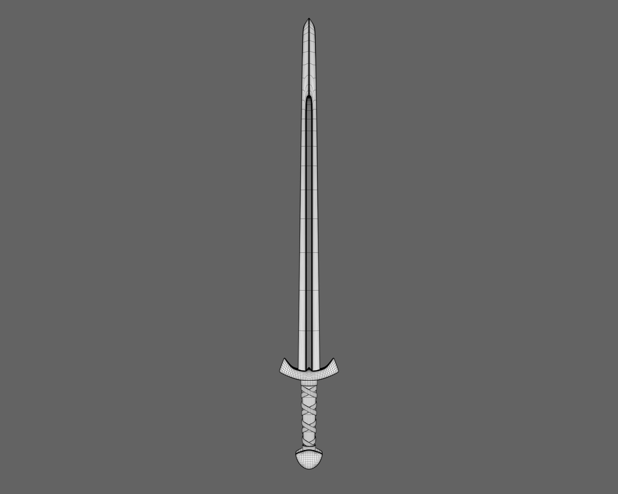 Ancient Viking Sword Low-poly 3D model_7