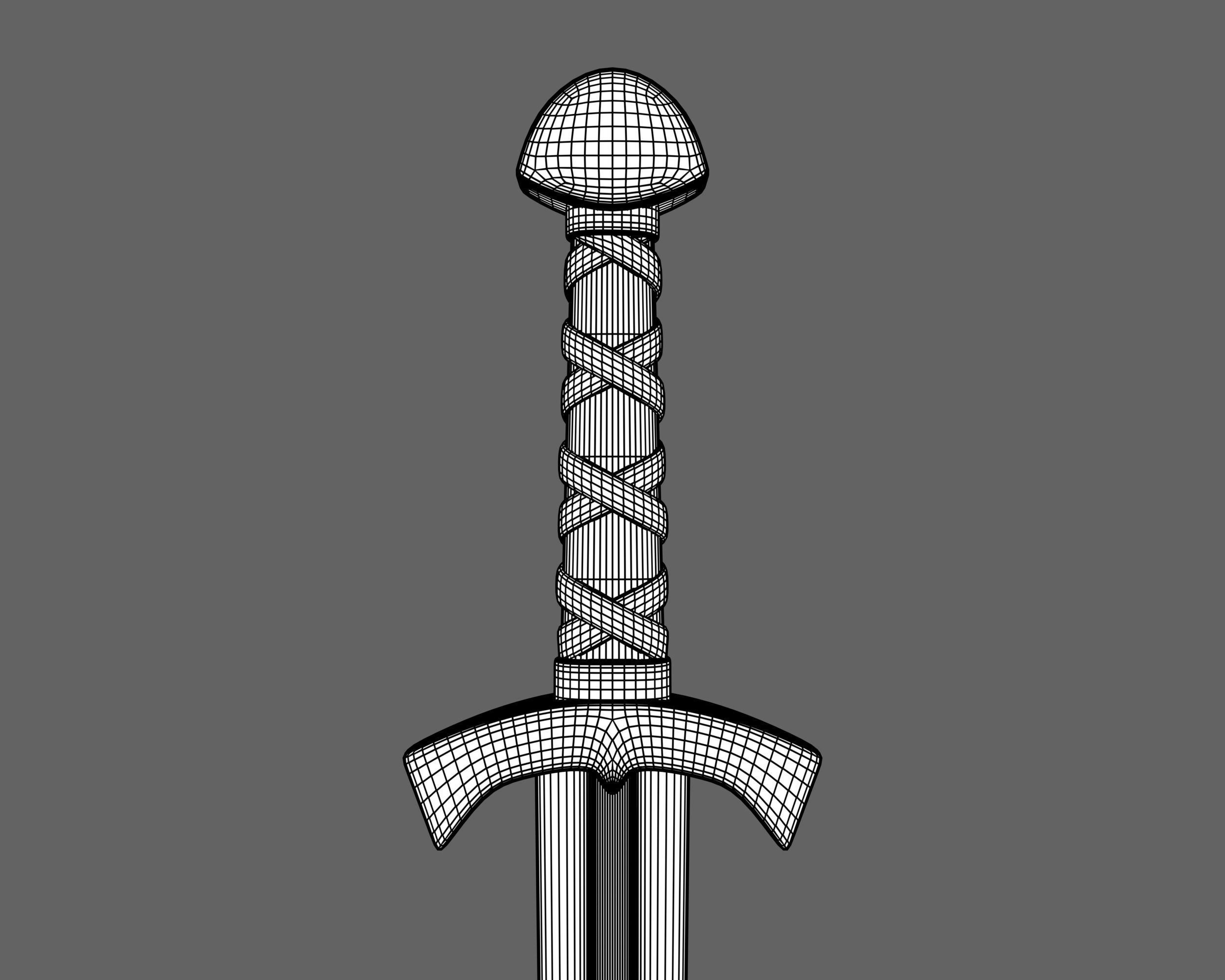 Ancient Viking Sword Low-poly 3D model_13