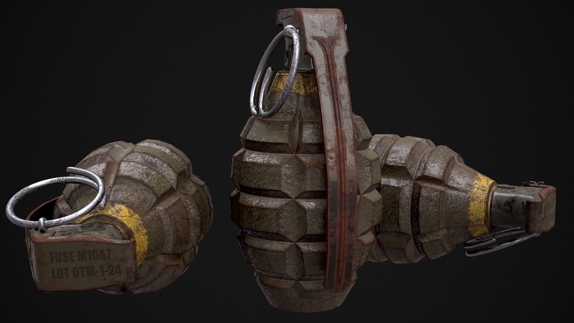 Game ready Grenade Low-poly 3D model_1