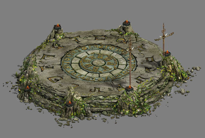 Stone - round altar 3D model_1