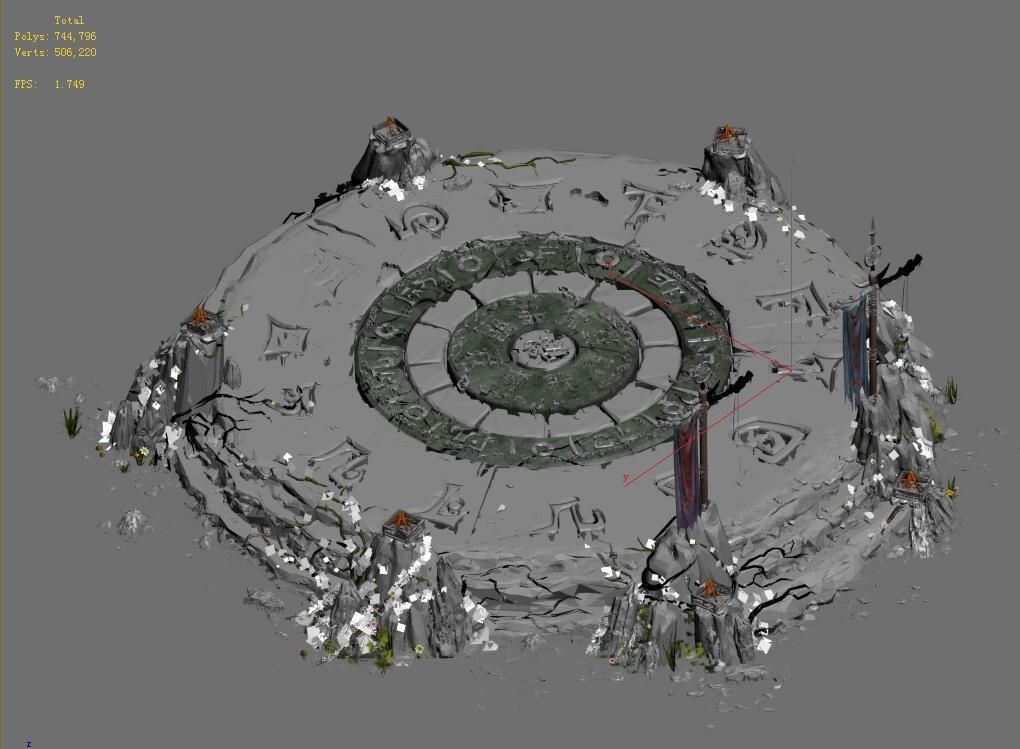 Stone - round altar 3D model_4
