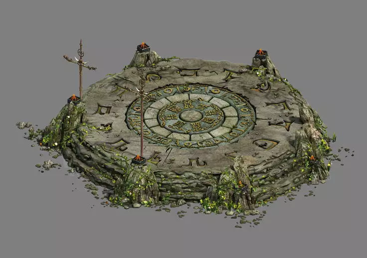 Stone - round altar 3D model_0