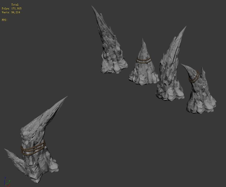 Stone pillar - stone teeth 3D model_1