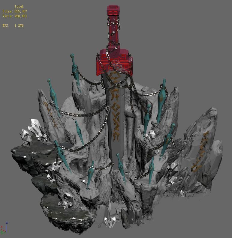 Shushan - sword pool 3D model_1