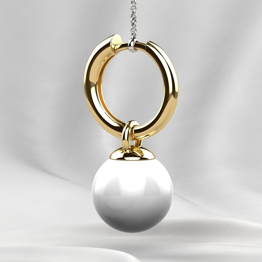 Pearls Fashion Gold Earrings 3D print model_14