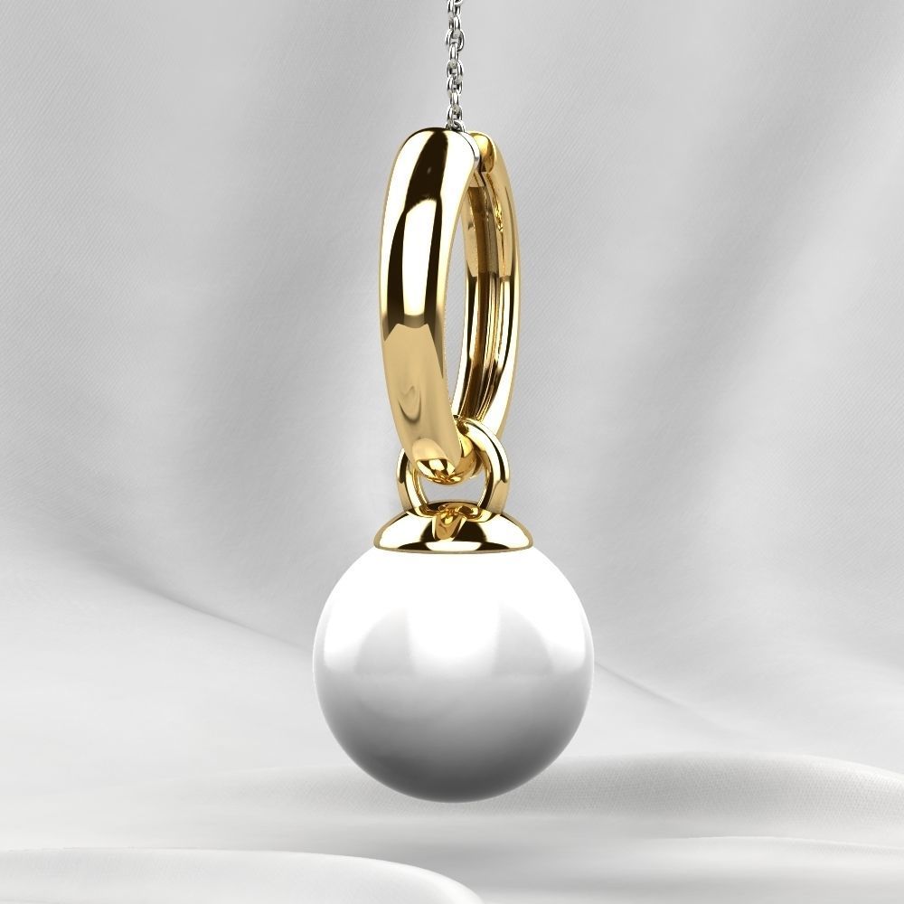 Pearls Fashion Gold Earrings 3D print model_8