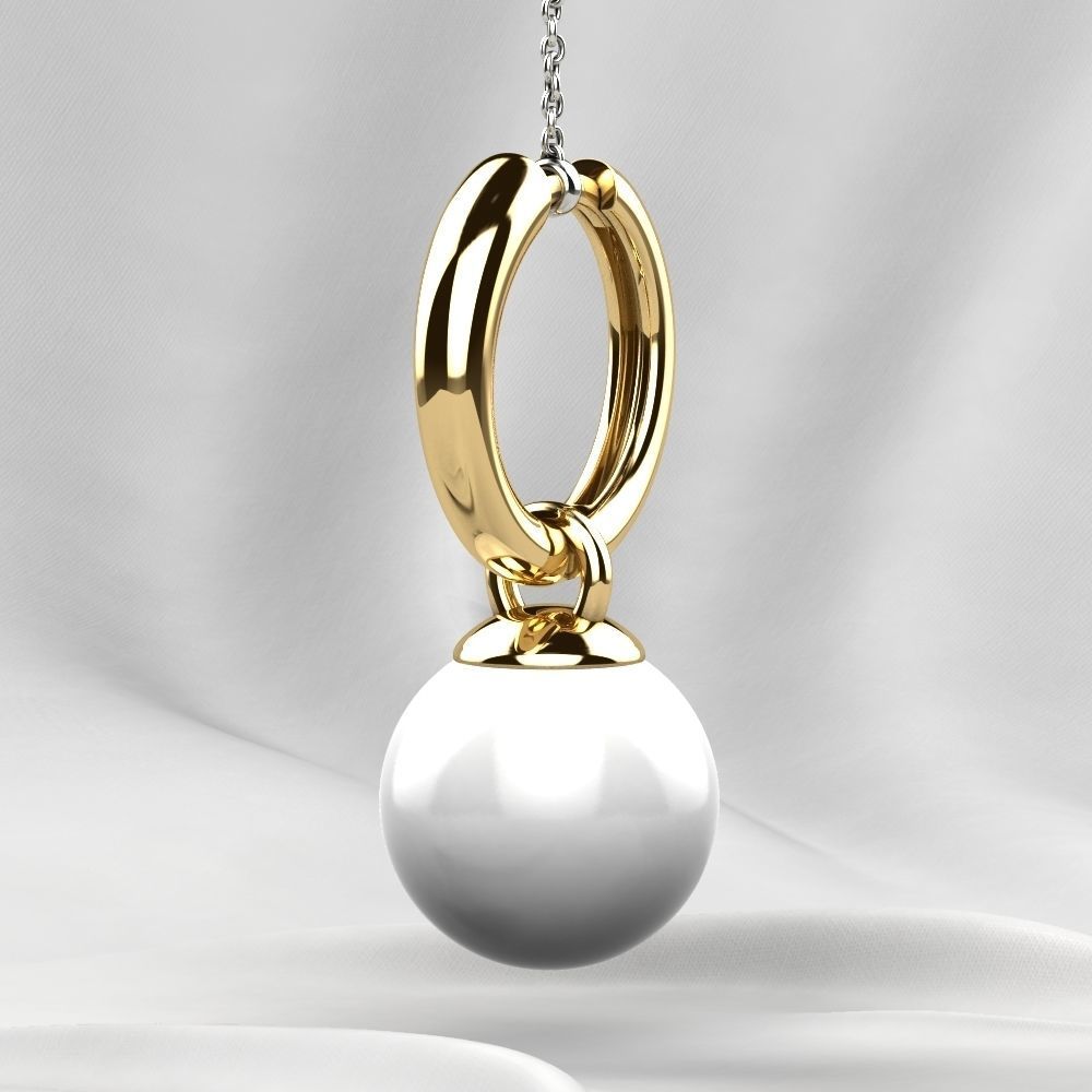 Pearls Fashion Gold Earrings 3D print model_9