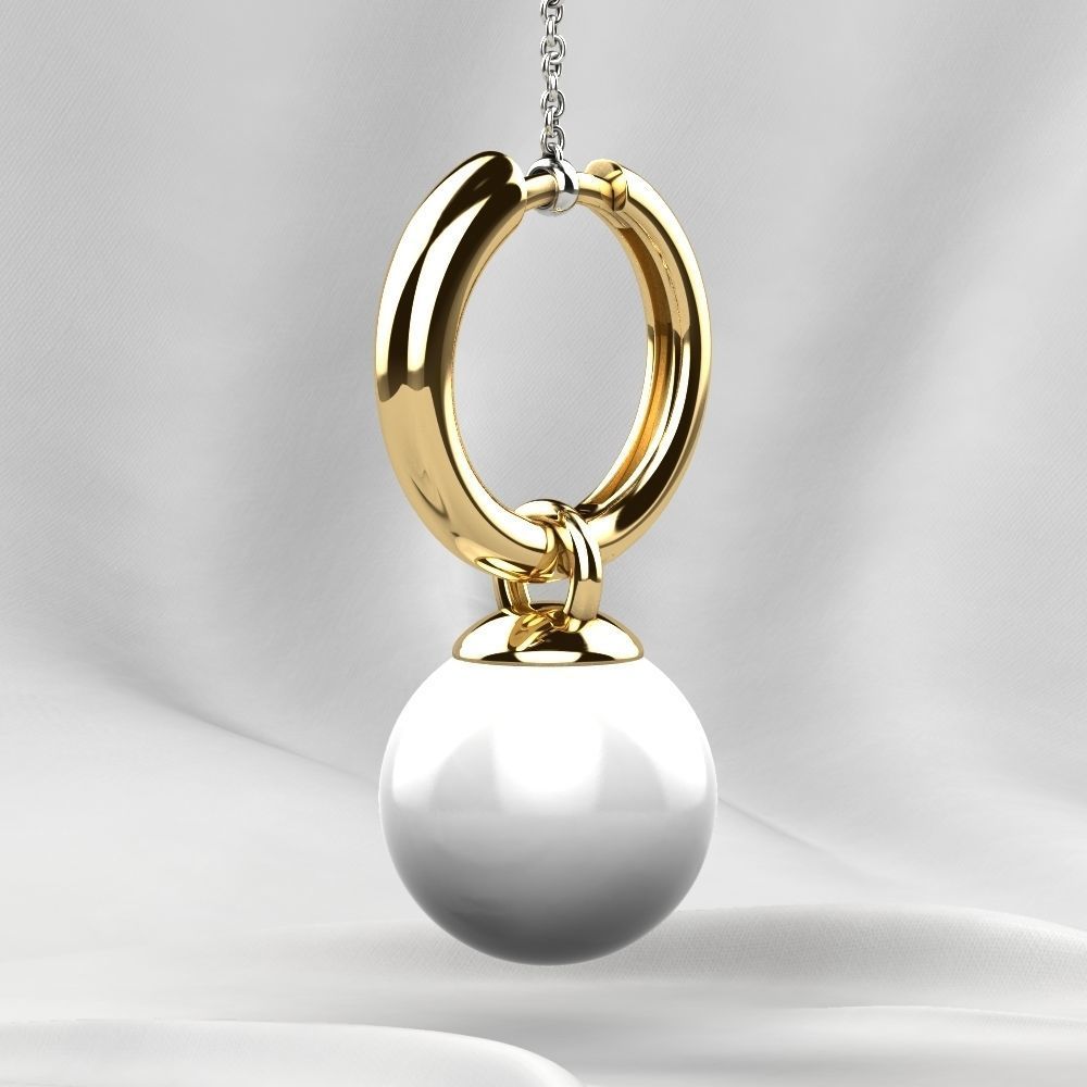 Pearls Fashion Gold Earrings 3D print model_10