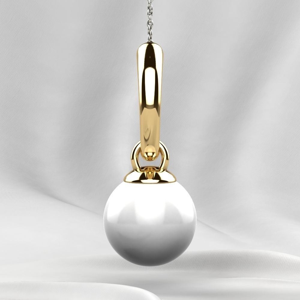 Pearls Fashion Gold Earrings 3D print model_7
