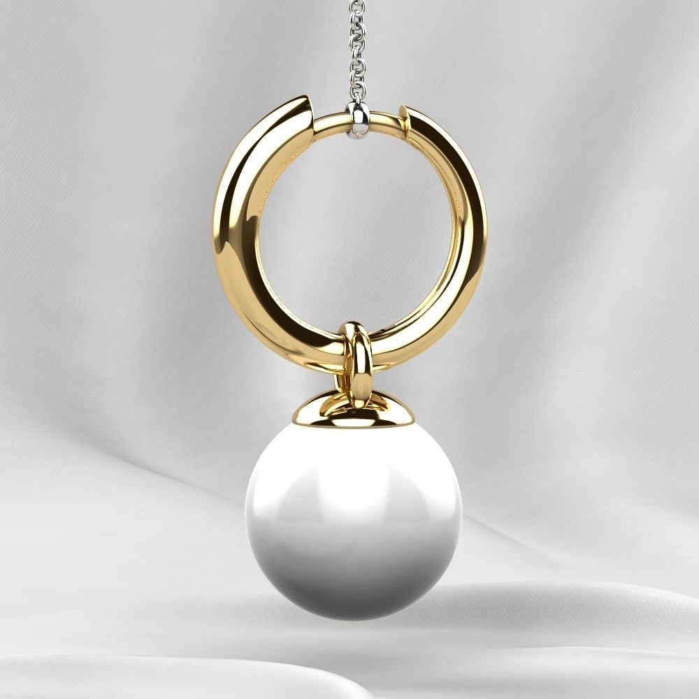 Pearls Fashion Gold Earrings 3D print model_12