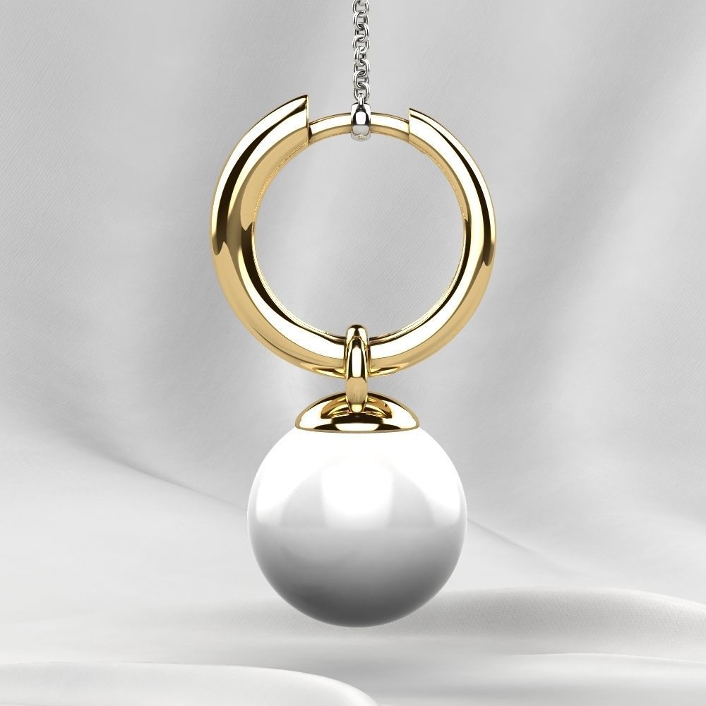 Pearls Fashion Gold Earrings 3D print model_13