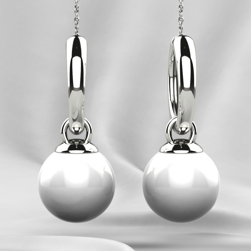 Pearls Fashion Gold Earrings 3D print model_5