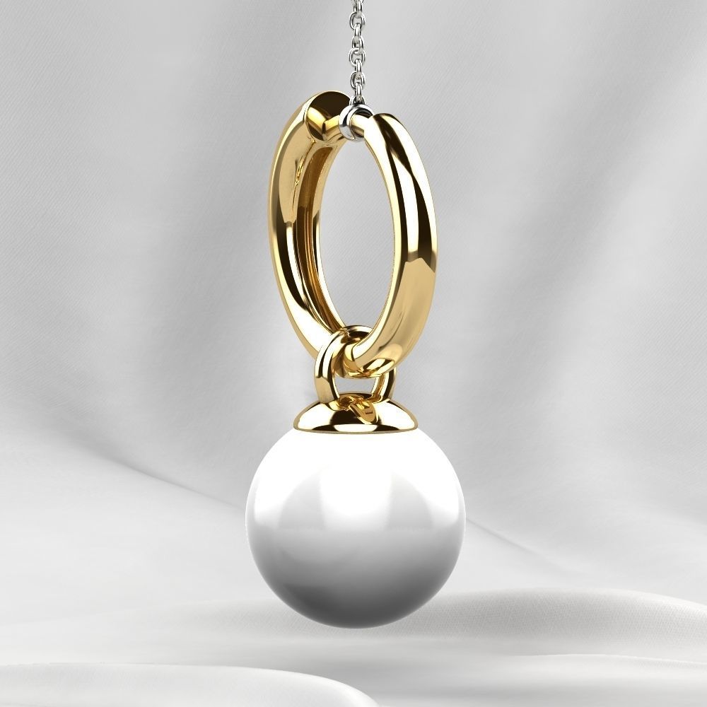 Pearls Fashion Gold Earrings 3D print model_15