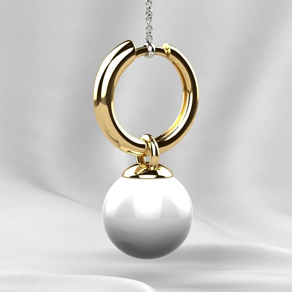 Pearls Fashion Gold Earrings 3D print model_11