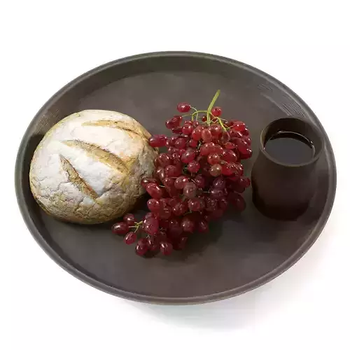 Bunch of grapes on a tray 3D model