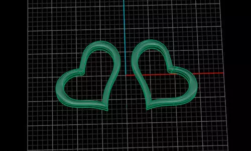 earing141 two silver heart shaped rings Free 3D print model