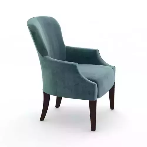 Custom made blue velvet wingback armchair