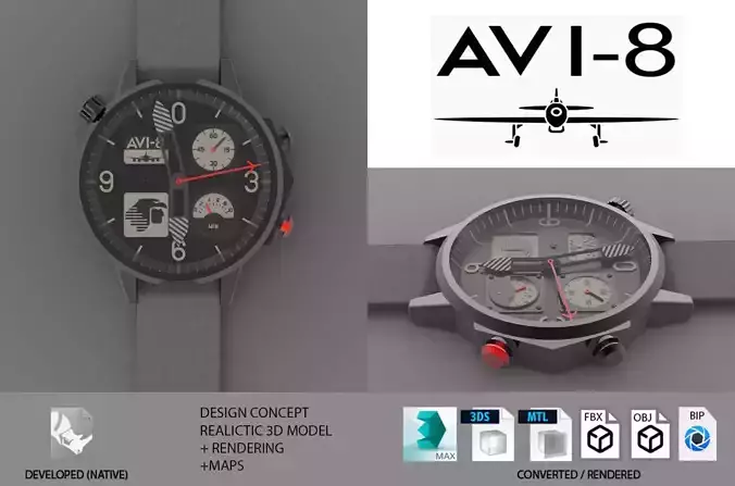 Avi-8 Aeromexico Watch 3d Model