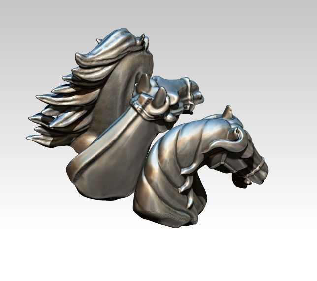 Horse Mustang Bust heads Lot of 3  3D print model_3