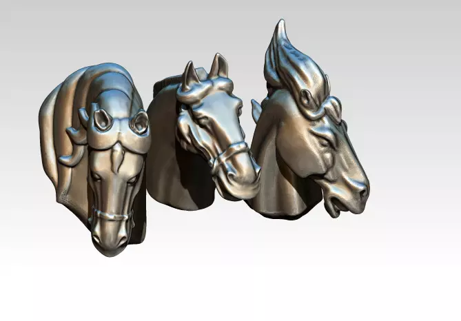 Horse Mustang Bust heads Lot of 3  3D print model_0