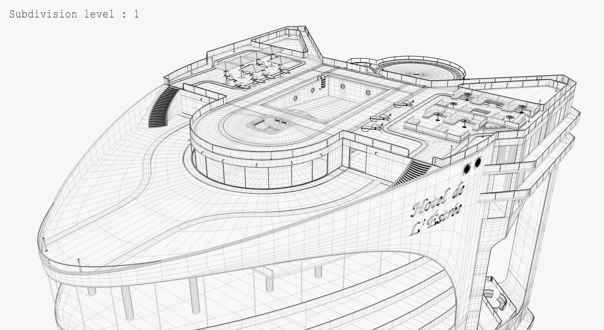 Tower - Rooftop and Inside - 3 floors Low-poly 3D model_26