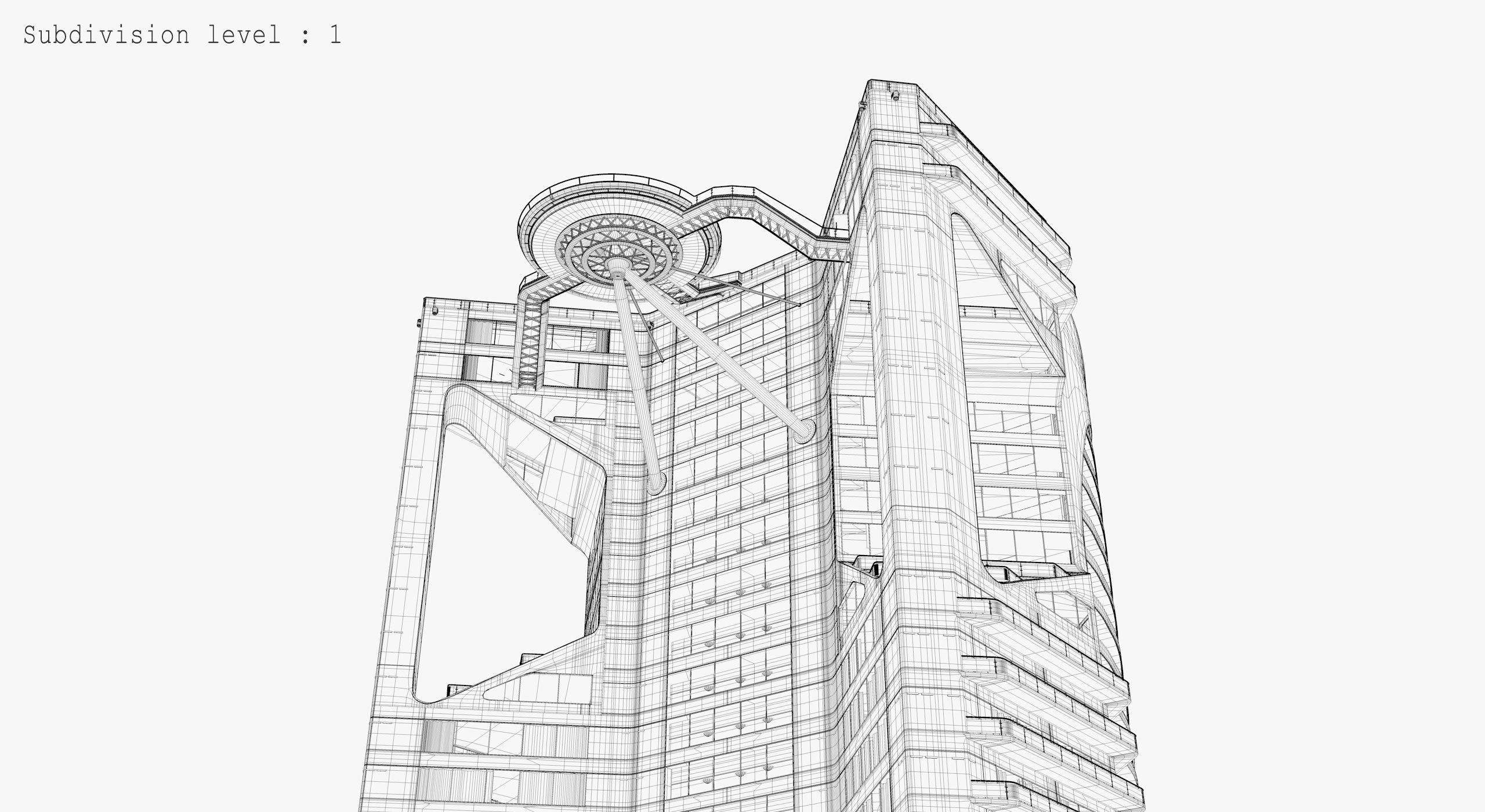 Tower - Rooftop and Inside - 3 floors Low-poly 3D model_29