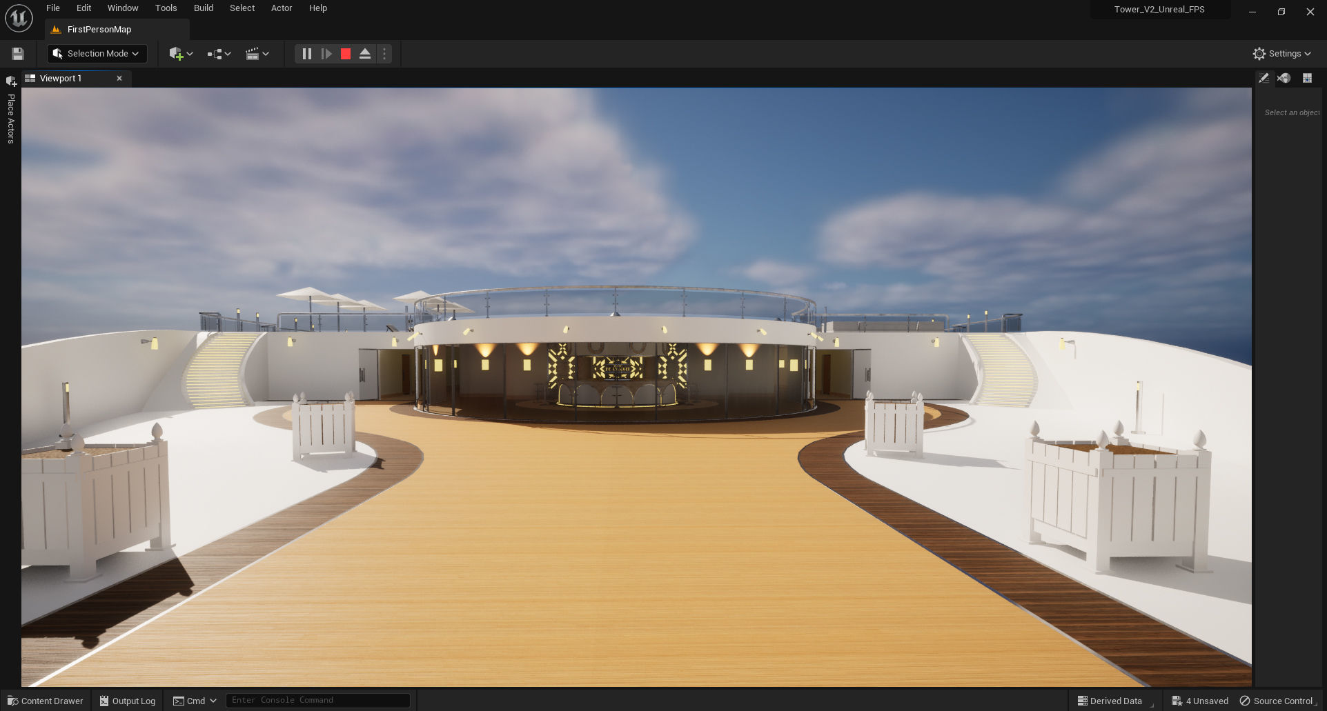 Tower - Rooftop and Inside - 3 floors Low-poly 3D model_12