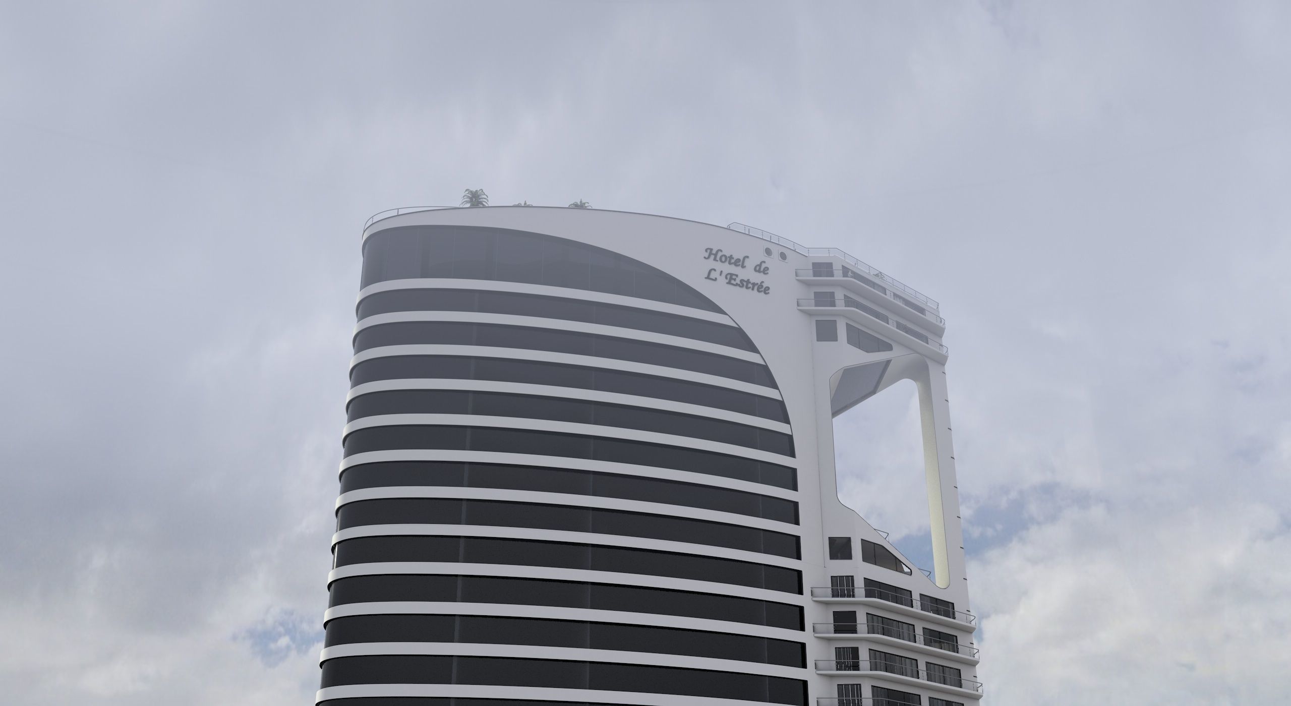 Tower - Rooftop and Inside - 3 floors Low-poly 3D model_21